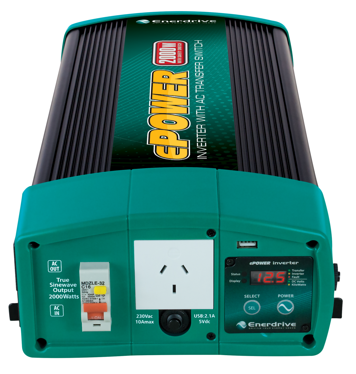 ENERDRIVE EPOWER 2000W/12V W/RCD & AC TFER SWITCH EN1120S-X