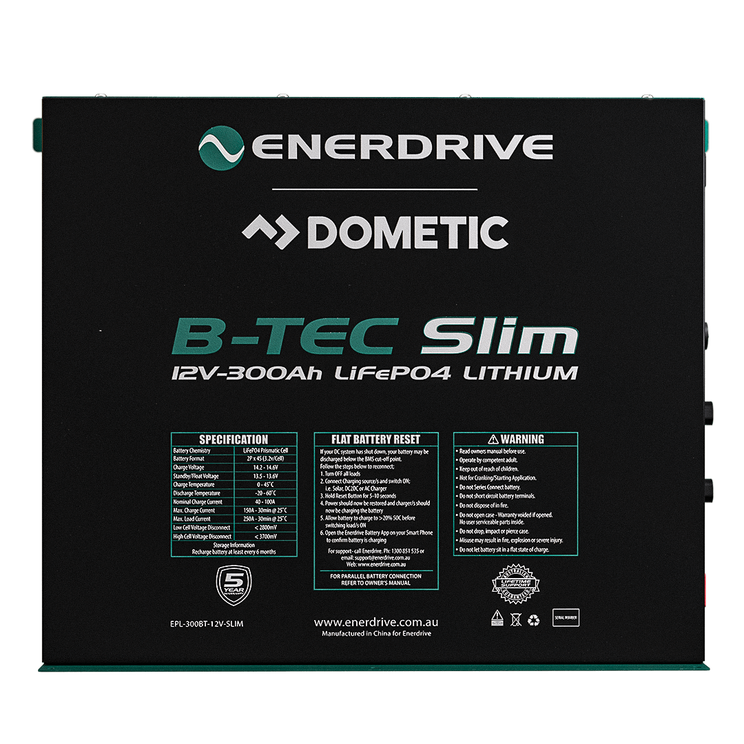 ENERDRIVE B-TEC 300AMP / 12V LIFEPO4 BT SLIM