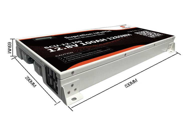 Supcelion 12.8V 100Ah Slimline Lithium Battery with Bluetooth and LCD