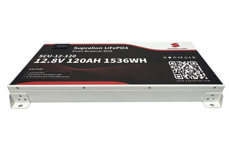 SUPCELION 12.8V 120Ah Slimline Lithium Battery with Bluetooth and LCD