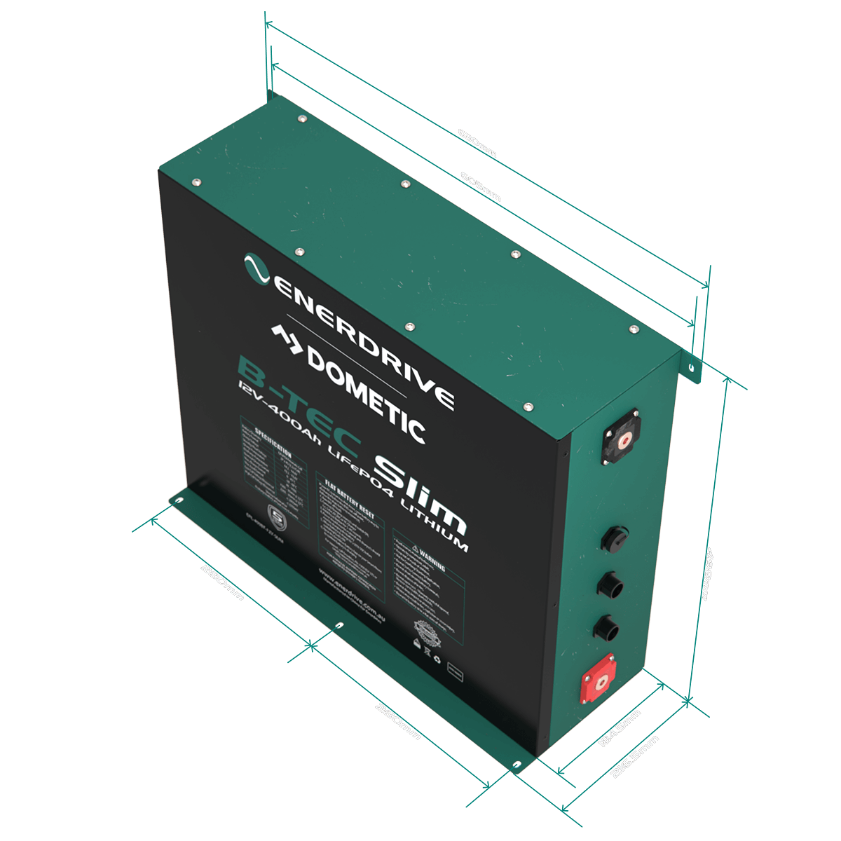 ENERDRIVE B-TEC 12V 400Ah SLIMLINE LITHIUM BATTERY EPL-400BTM-12V