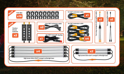 Hardkorr 6 Bar Tri-Colour LED Camp Light Kit