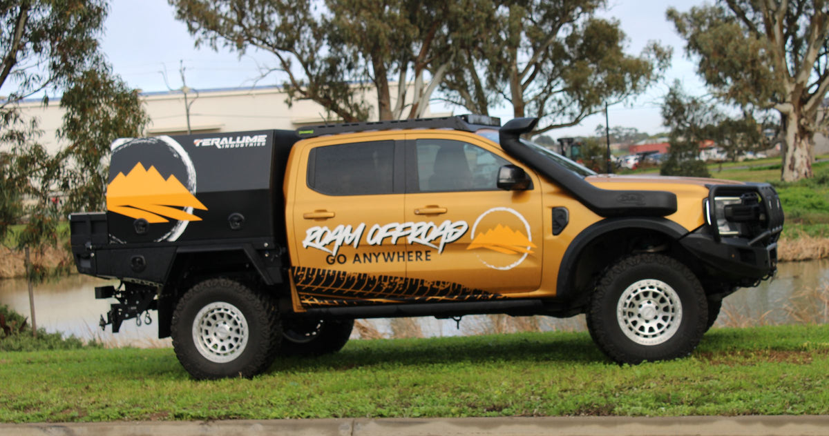 Side view of the Roam Offroad ute showing the tray and canopy