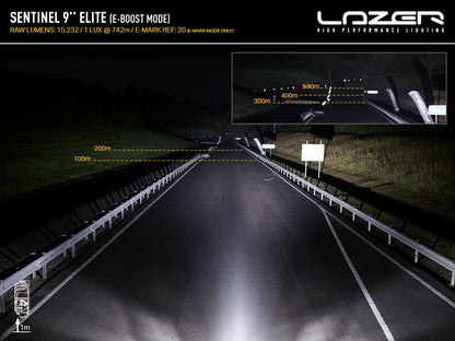 LAZER LAMPS Sentinel 9'' Elite with Position Light (Black)