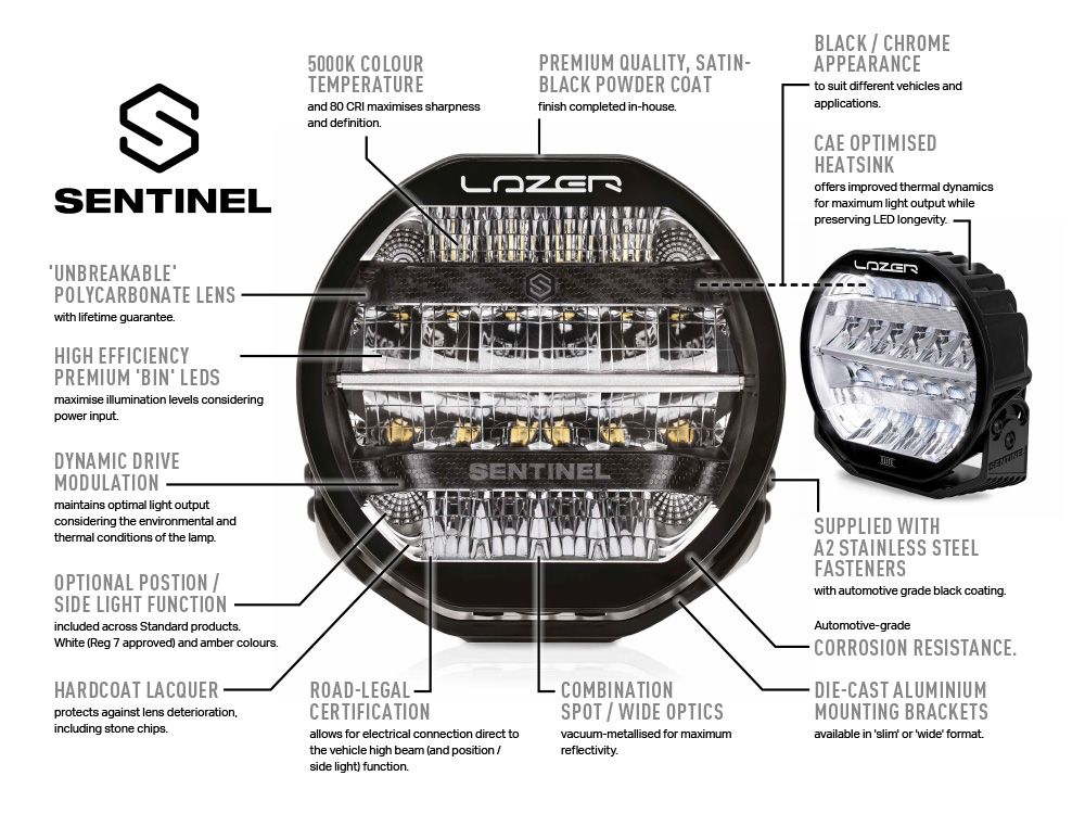 LAZER LAMPS Sentinel 9'' Elite with Position Light (Black)