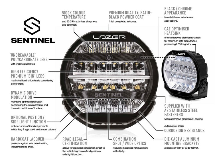LAZER LAMPS Sentinel 9'' Elite with Position Light (Black) – ROAM OFFROAD
