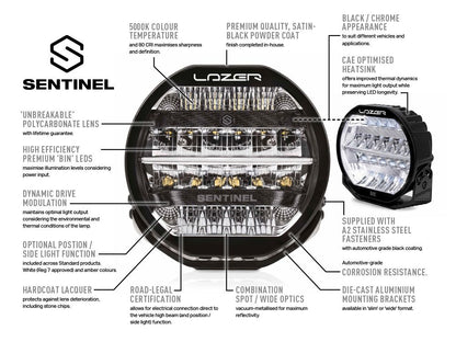 LAZER LAMPS Sentinel 9” Elite (with Pos Light) – ‘Slim’ Mount